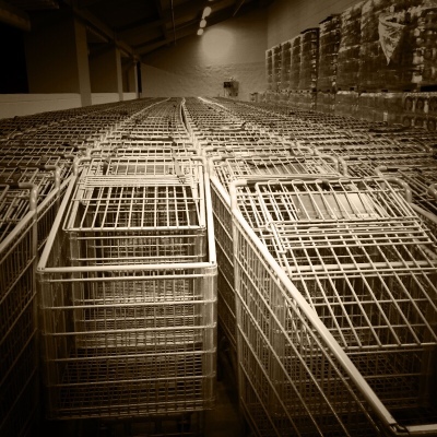 Photo of parked grocery shopping carts